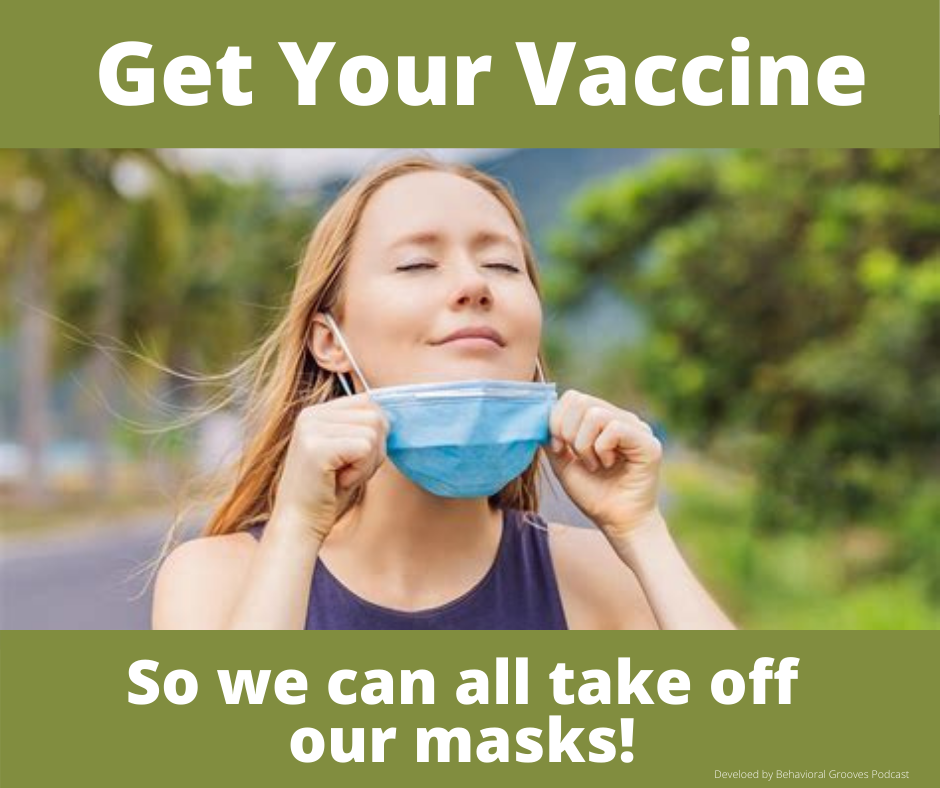 Girl taking off her mask and looking relieved
